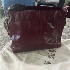 HOBO Burgundy Leather Hobo with Gold Rings